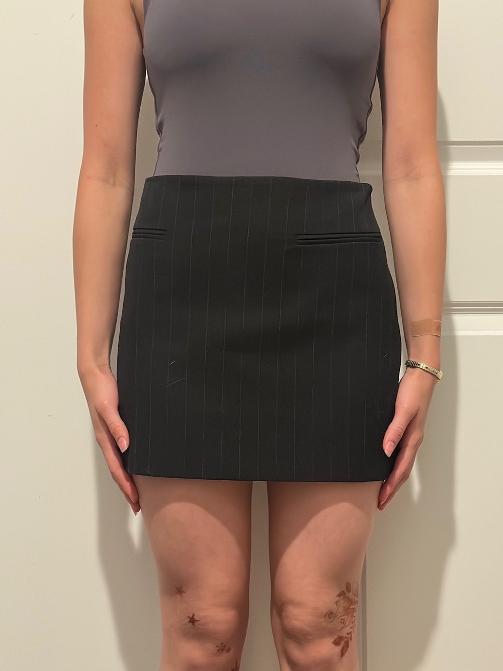 Black Pinstripe Mini A-Line Zara Skirt 2023